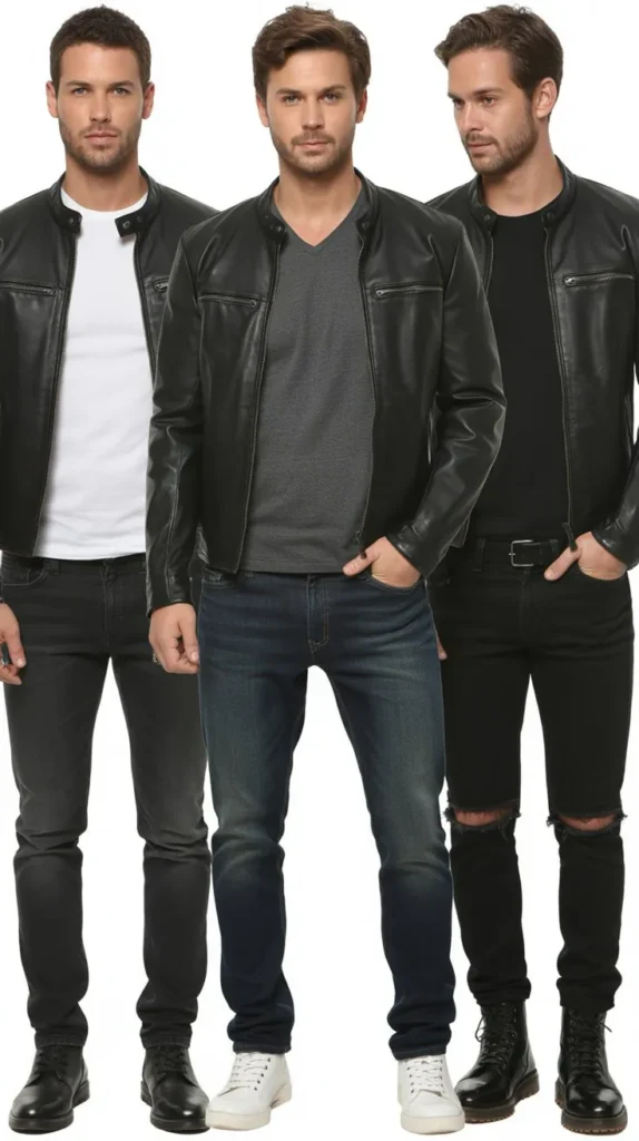 Leather Jackets with Plain Tees