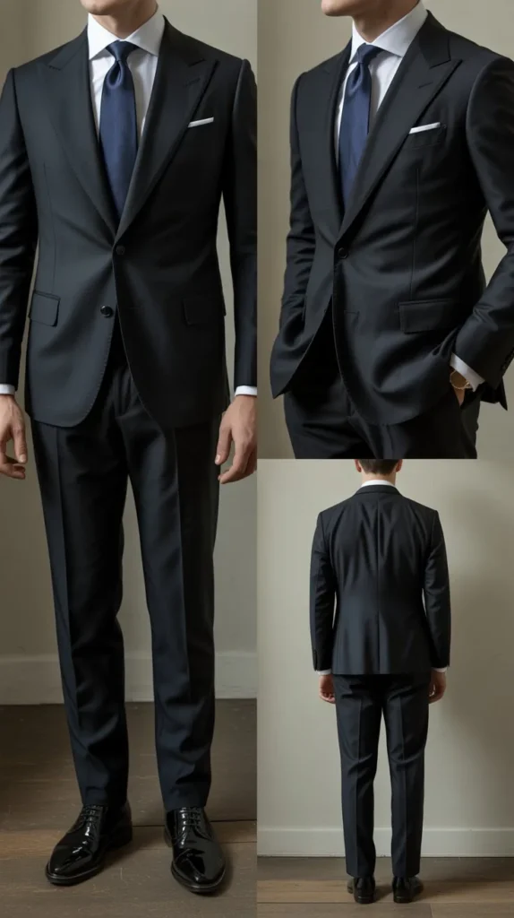 . Black Suit with Silk Tie