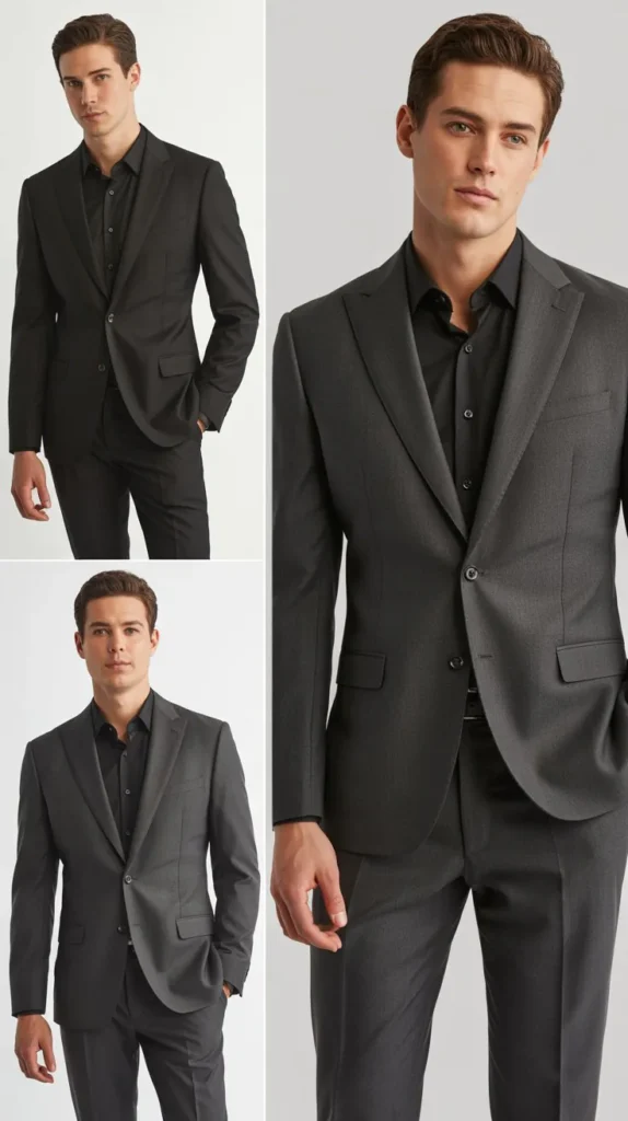Charcoal Suit with Black Shirt