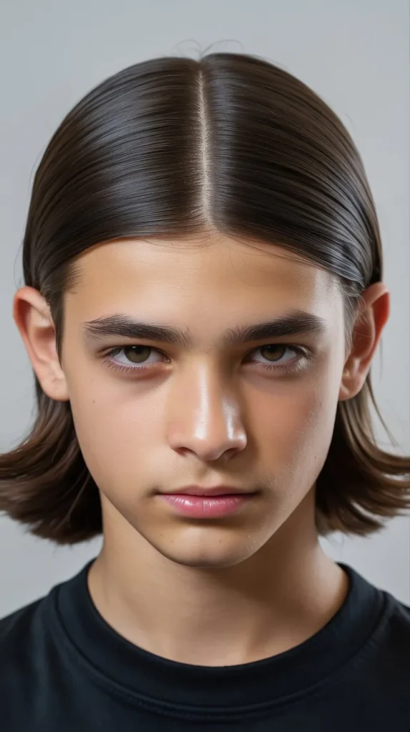 Sleek and Straight Long Middle Part