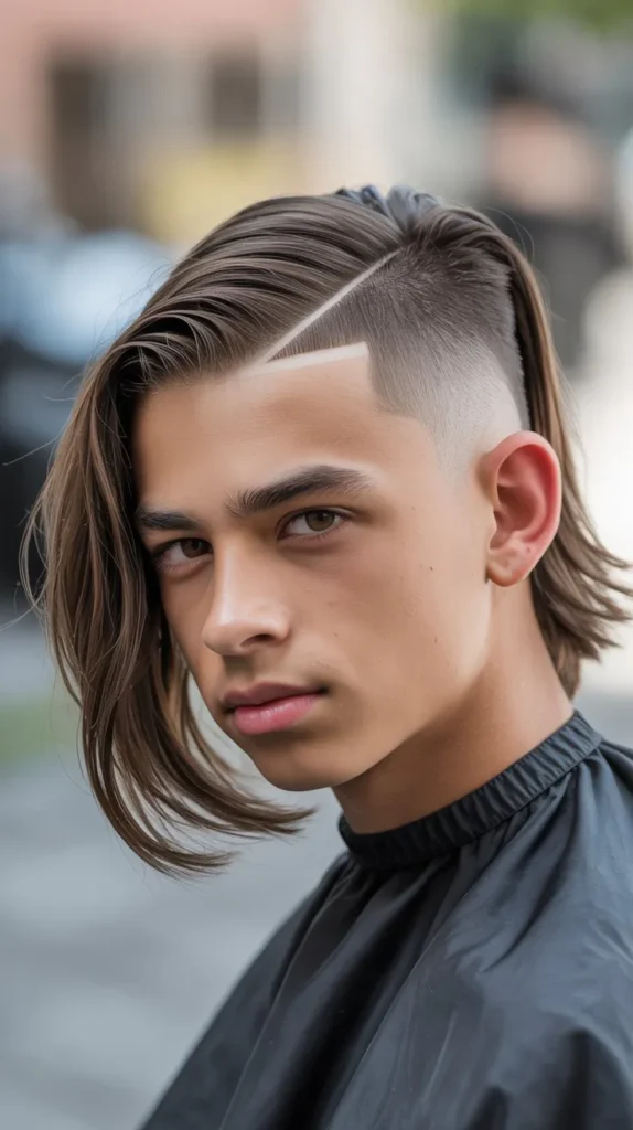 Undercut Long Middle Part with Sharp Contrast