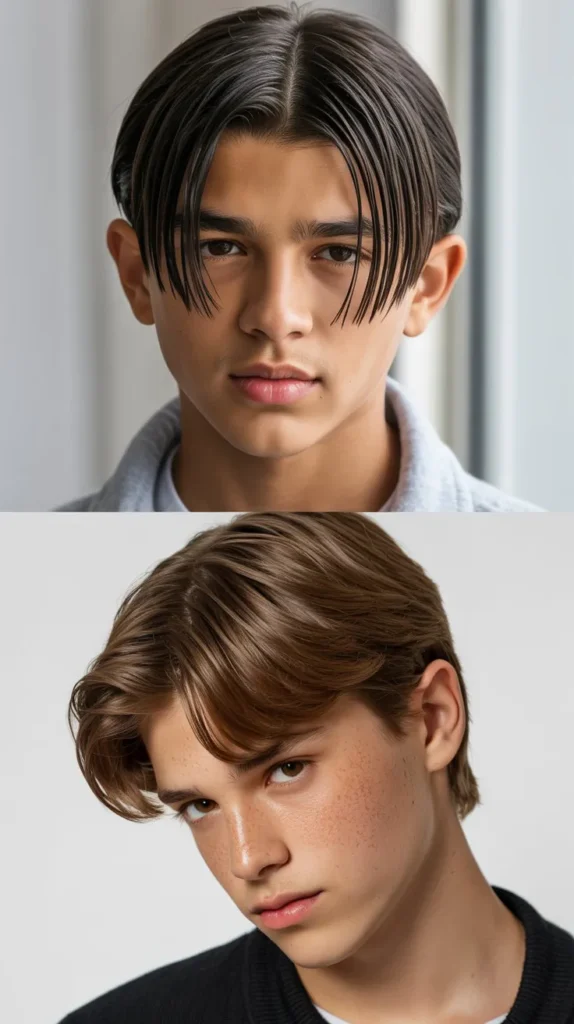 Long Middle Part with Glossy Finish and Shine