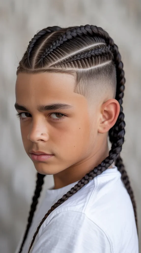  Long Fade with Braids