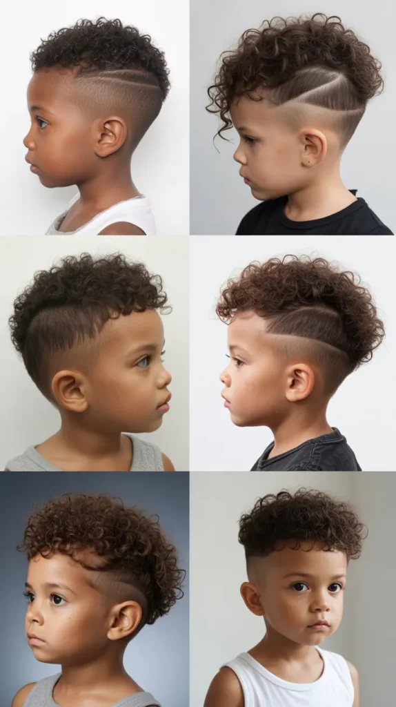  Side Swept Faux Hawk with Straight Line Fade
