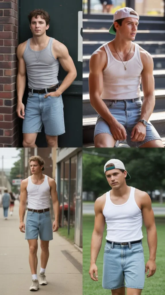 Denim Shorts with Tank Top