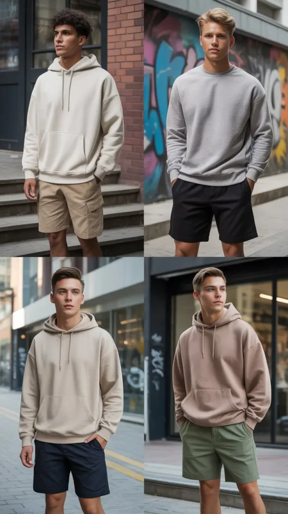 Neutral Sweatshirt with Shorts