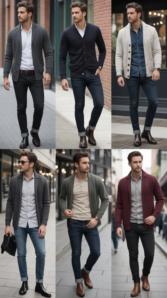 Cardigan Sweater with Slim Jeans