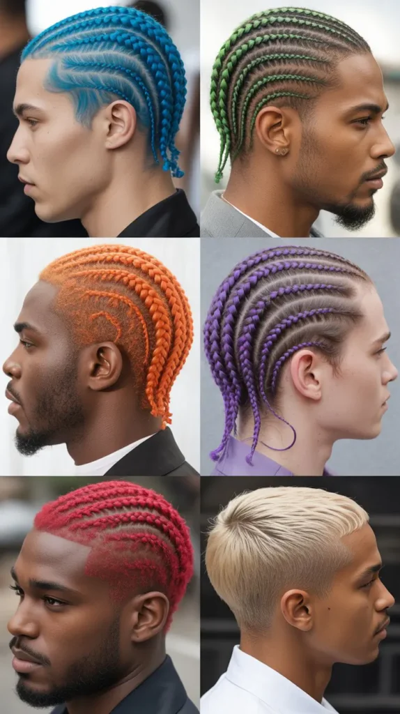 Colored Cornrow Fade