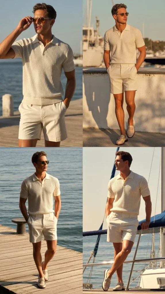  Knit Polo Shirt with Tailored Shorts