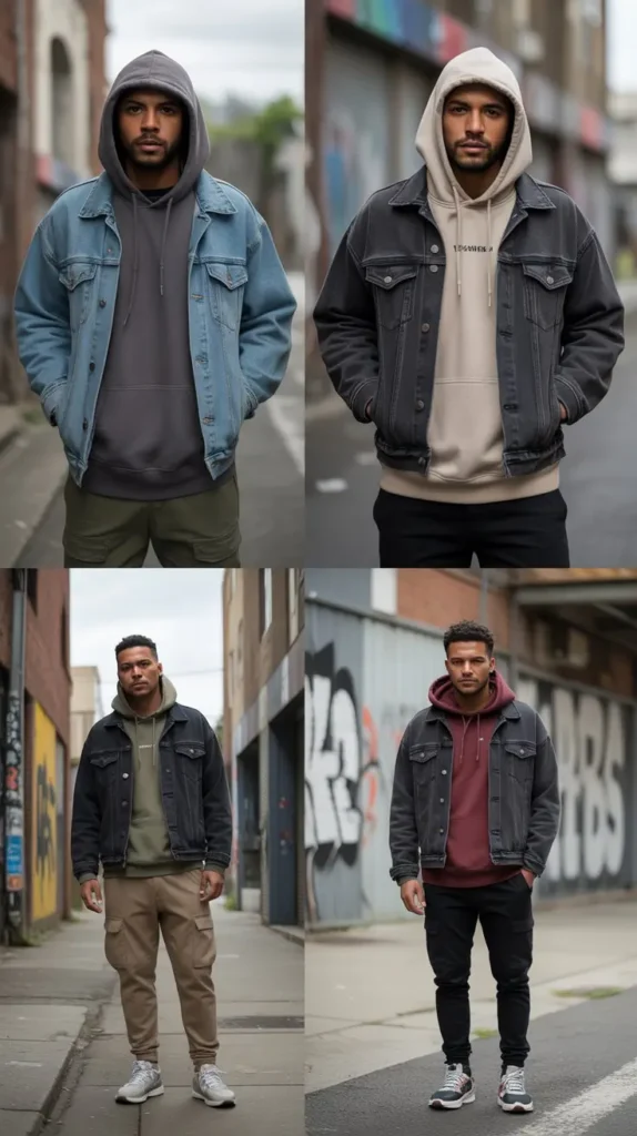 Hoodie with Denim Jacket