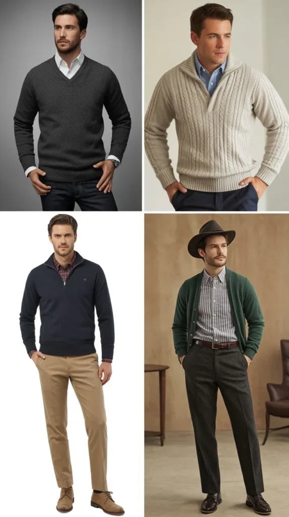 Sweater With Collared Shirt