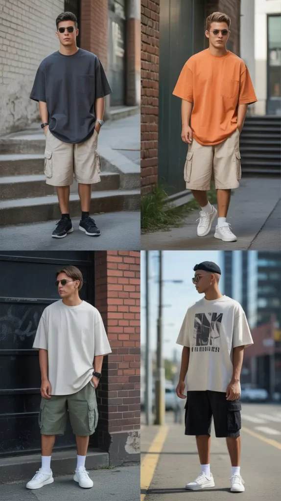 Oversized T-Shirt with Cargo Shorts