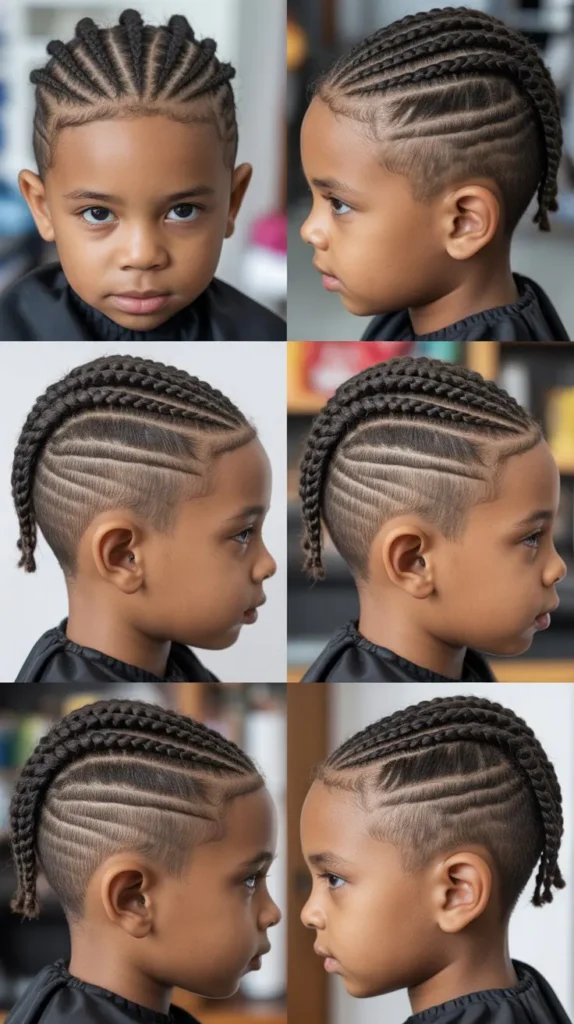 Mohawk Braided Fade with Designs