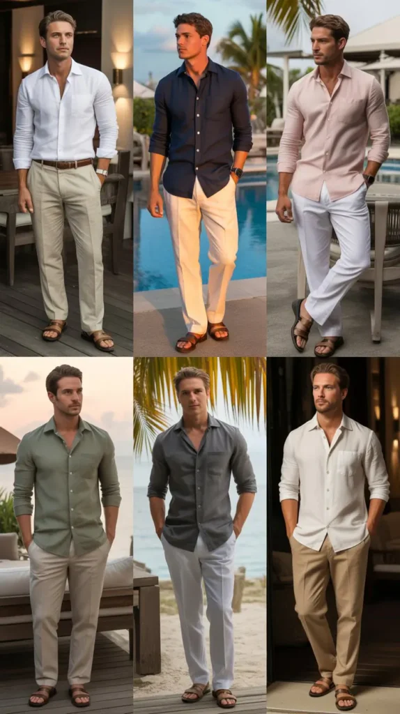 Cuban Collar Shirt with Linen Pants