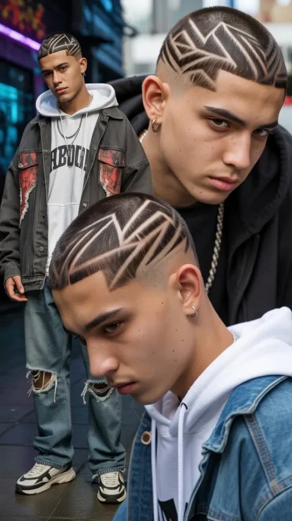 Long Middle Part with Shaved Designs