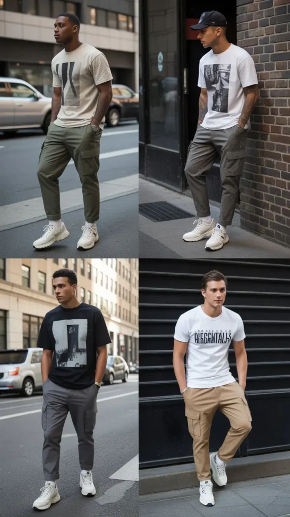 Graphic Tee with Cargo Pants