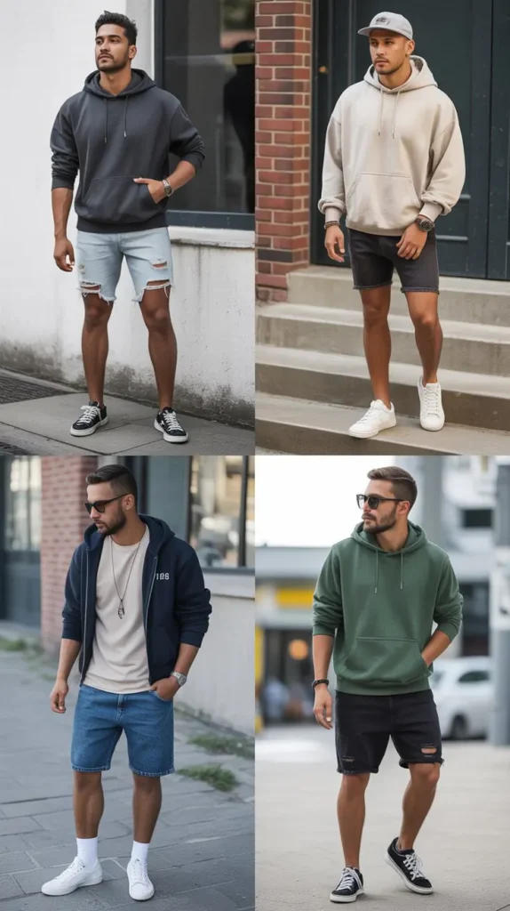 Hoodie with Denim Shorts