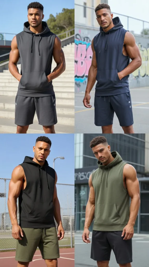 Sleeveless Hoodie with Jogger Shorts