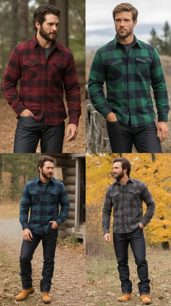  Flannel Shirt with Dark Denim