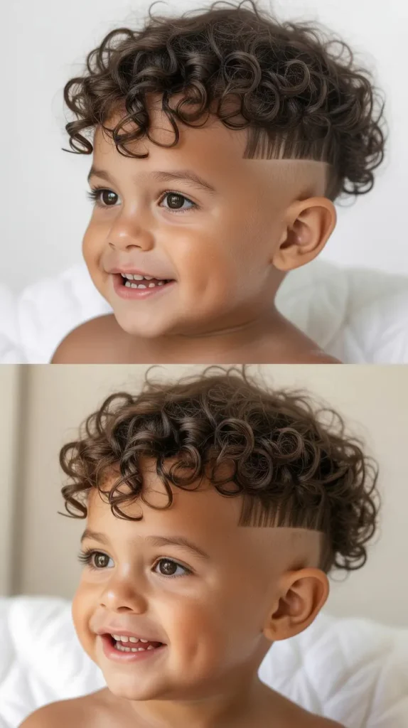 15. Curly Fringe with Faded Sides