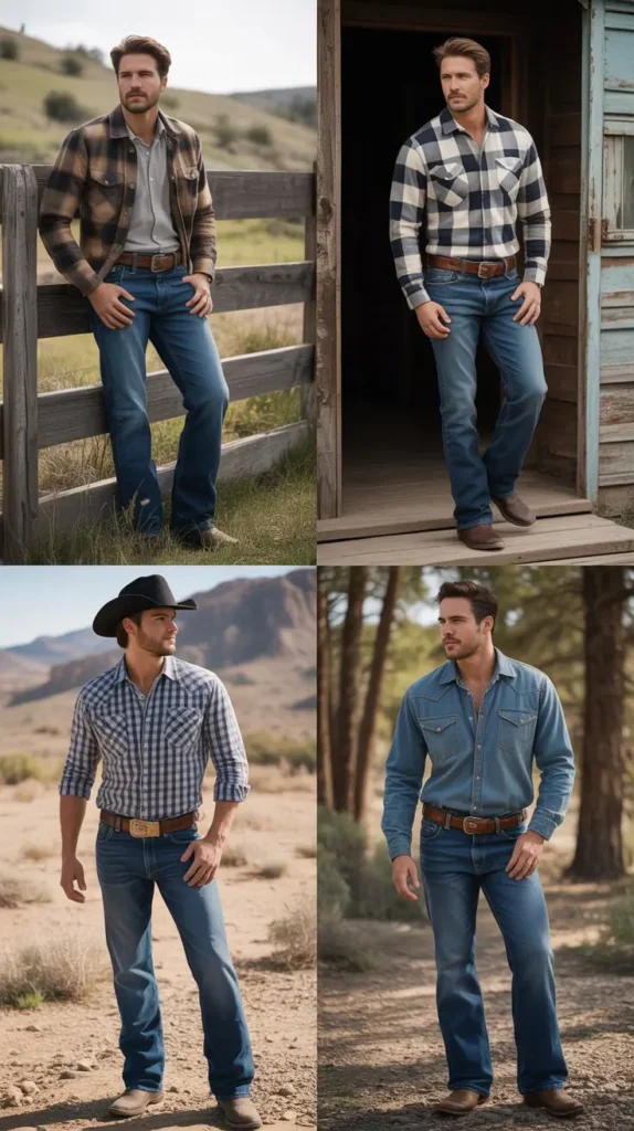  Checked Shirt With Denim Jeans
