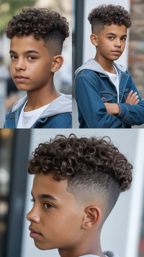 Taper Cut with Curls on Top