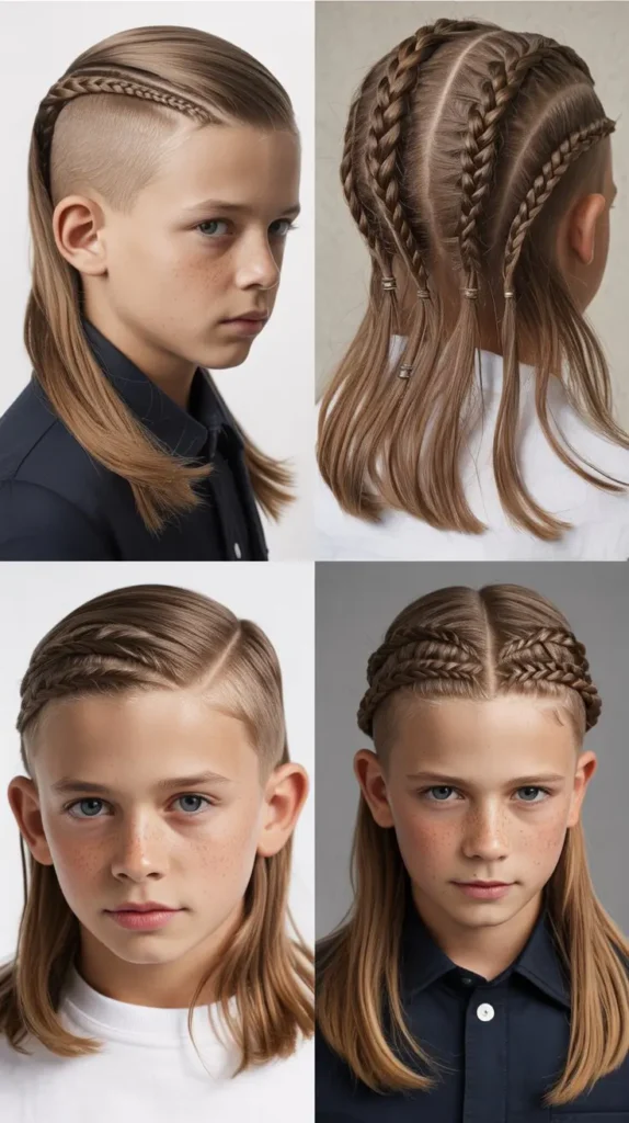 Straight Hair with Braided Section