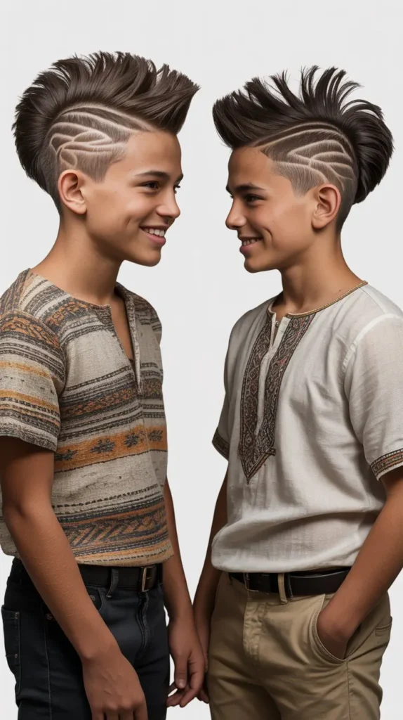 9. Faux Hawk with Tribal Lines