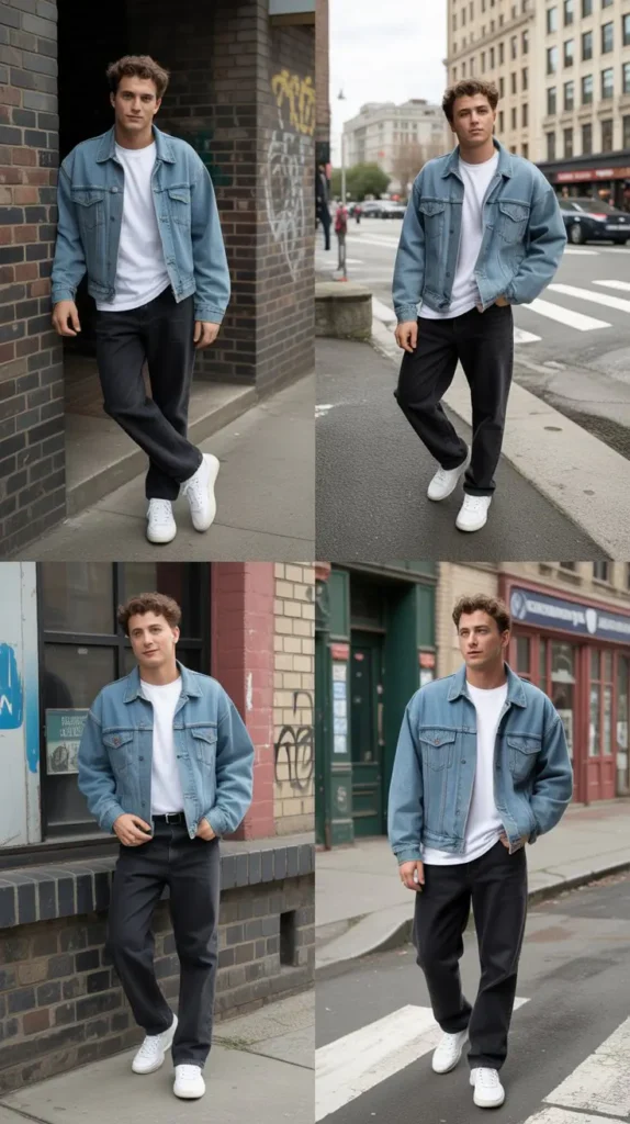 Oversized Denim Jacket with White T-Shirt