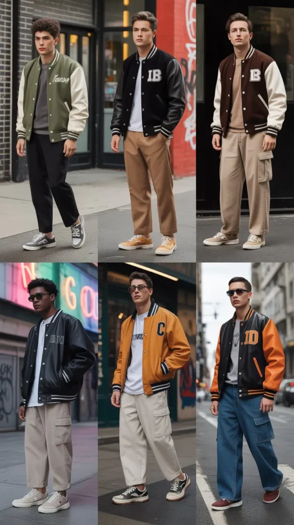  Varsity Jacket with Loose-Fit Pants