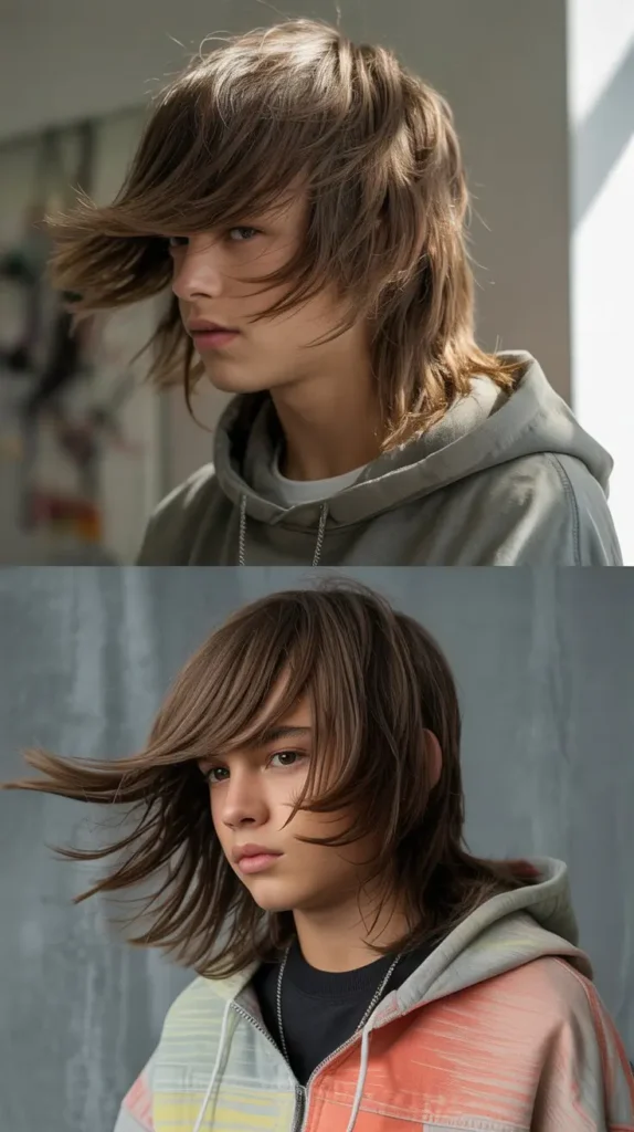 Textured Fringe Long Middle Part Style