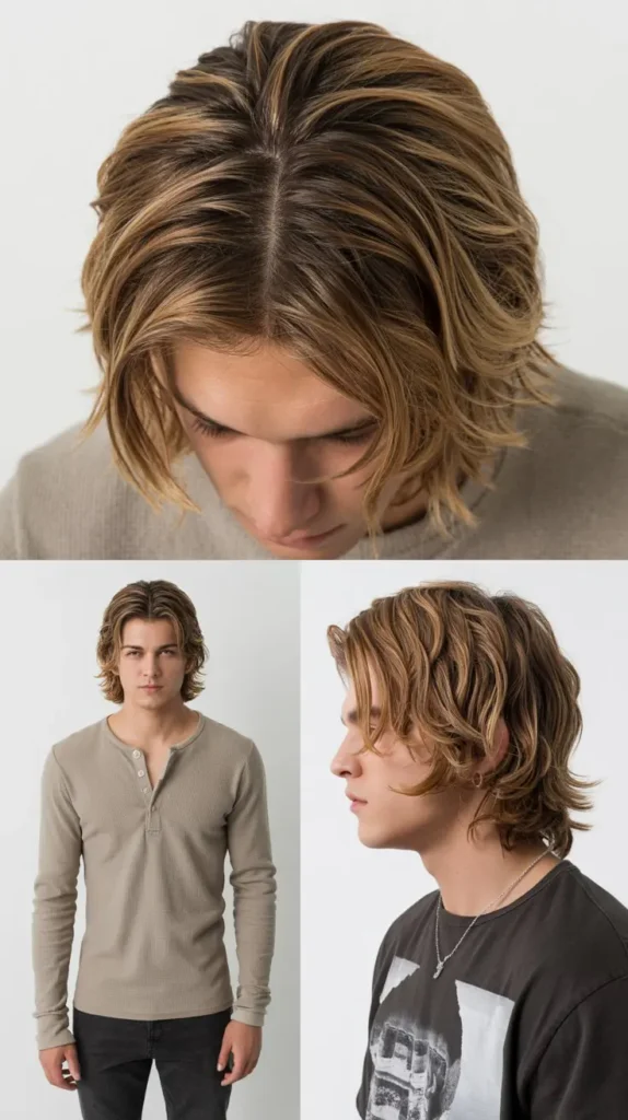 Long Middle Part with Textured Crown