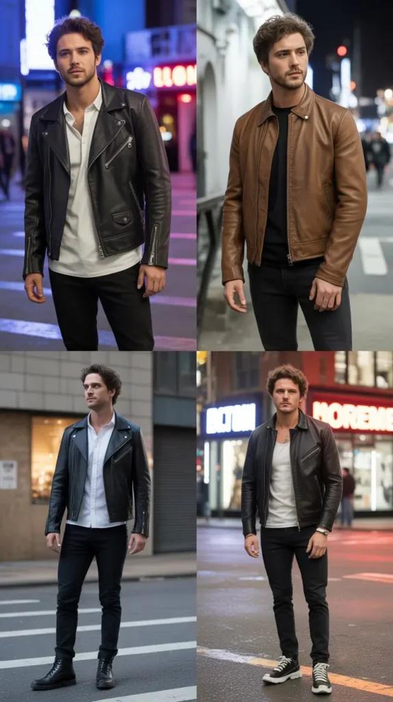 Leather Jacket with Black Jeans
