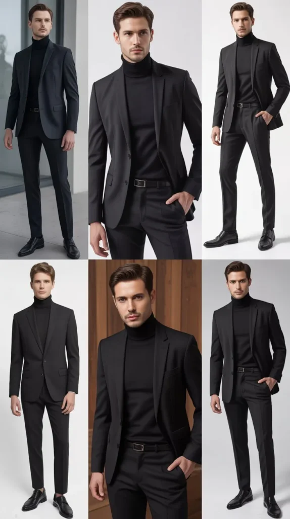 Black Suit With Roll Neck