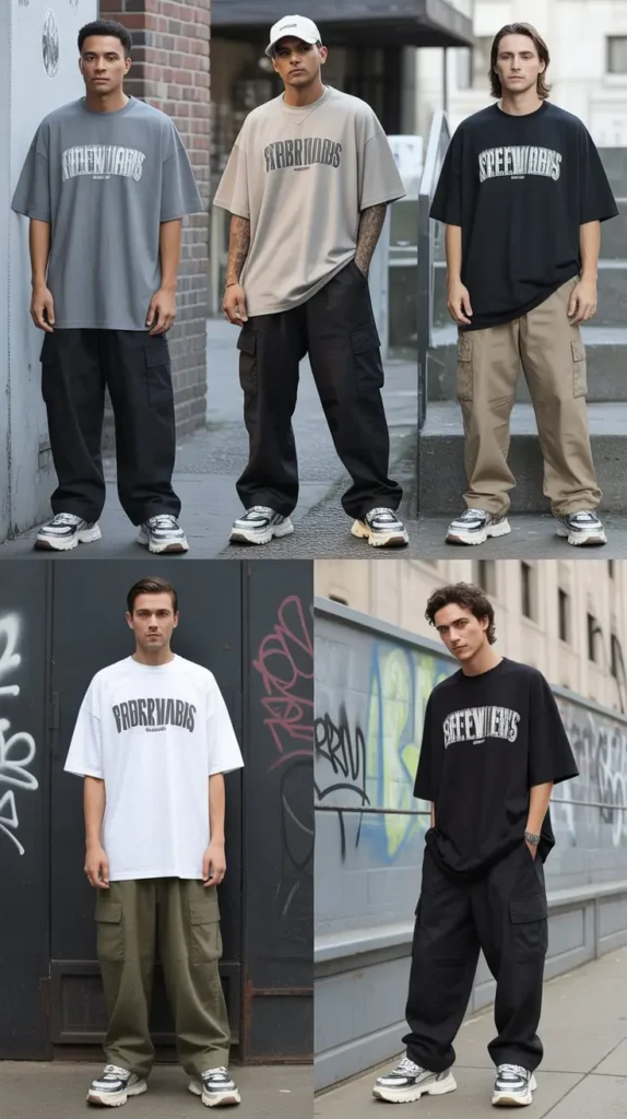 Oversized T-Shirt with Cargo Pants