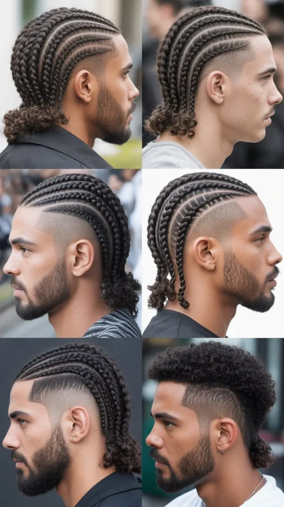 Cornrow Fade with Curly Ends