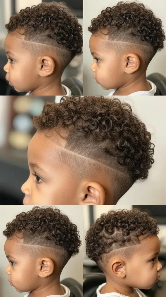 . Curly Fade with Line-Up
