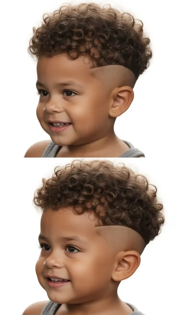 24. Curly Fade with Skin Fade Sides