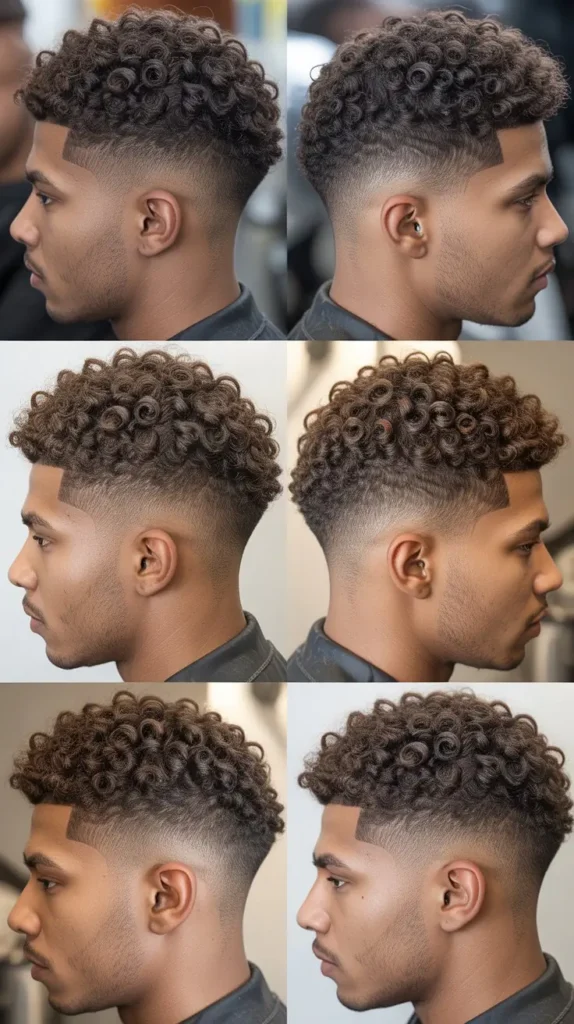 . Defined Curly Fade