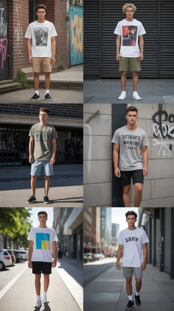 Graphic T-Shirt with Slim Shorts