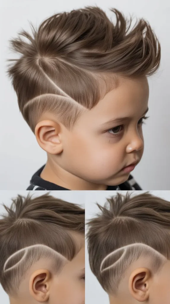 Thick Hair Faux Hawk with Bold Shaved Lines