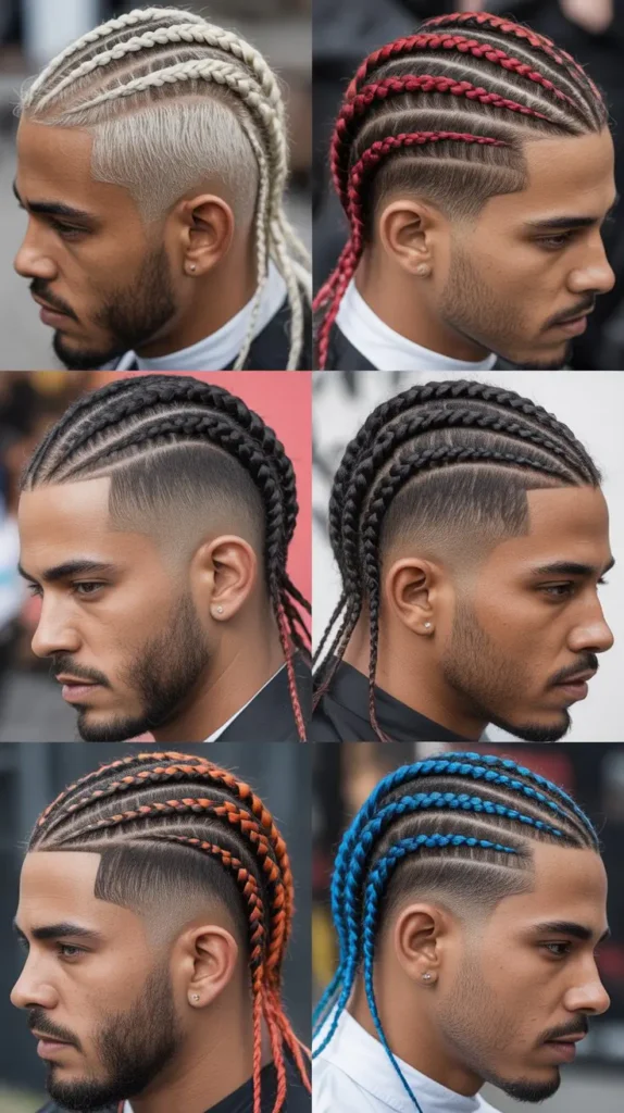 Cornrow Fade with Highlights