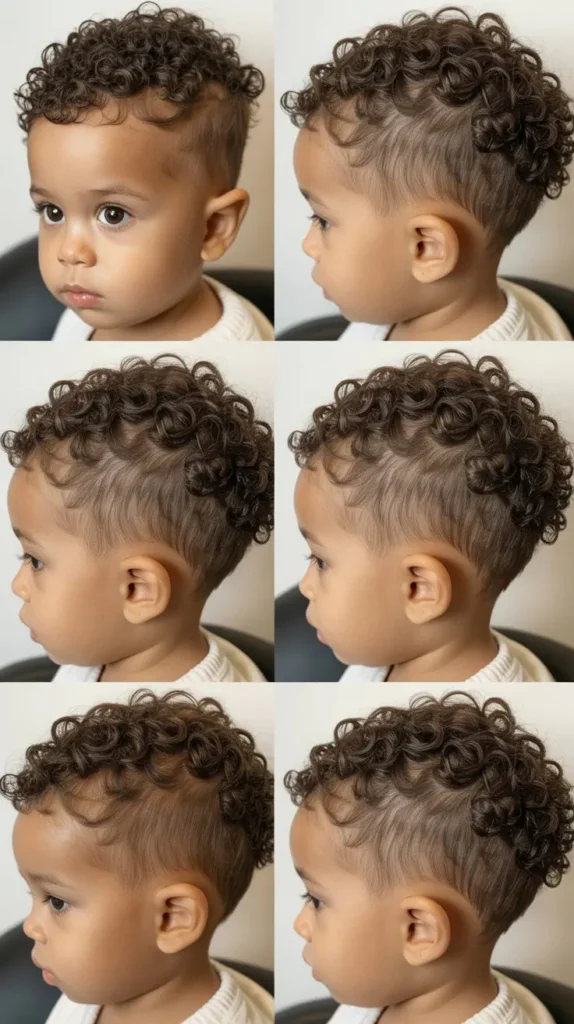 . Curly Side Part Fade