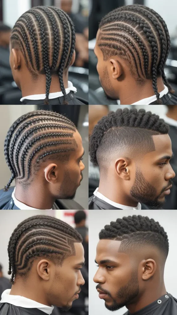 . Feed-In Cornrow Fade