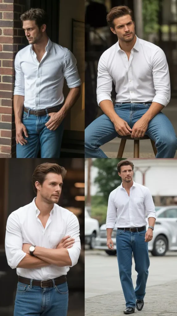 Classic White Shirt with Blue Jeans
