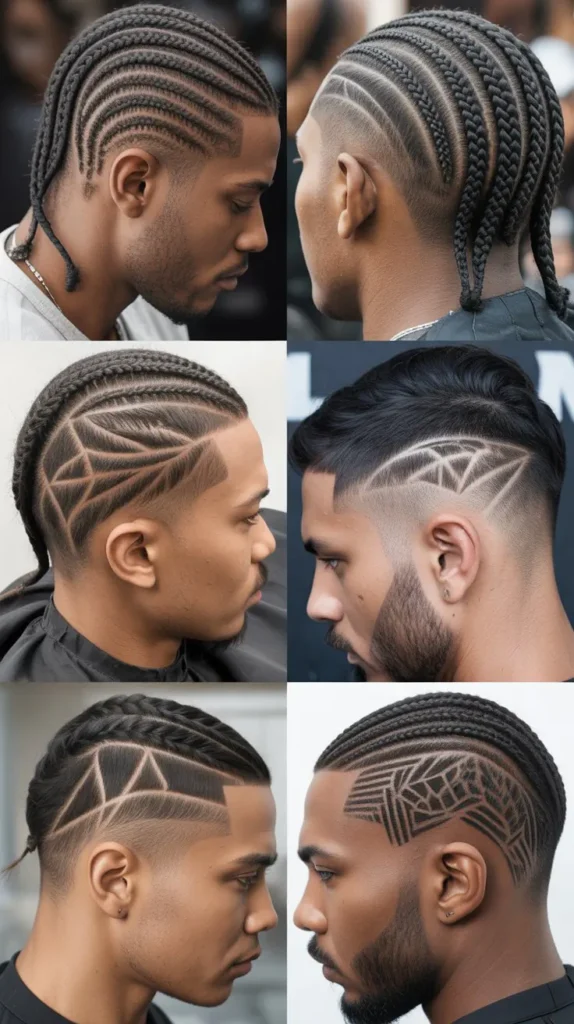 Cornrow Fade with Design