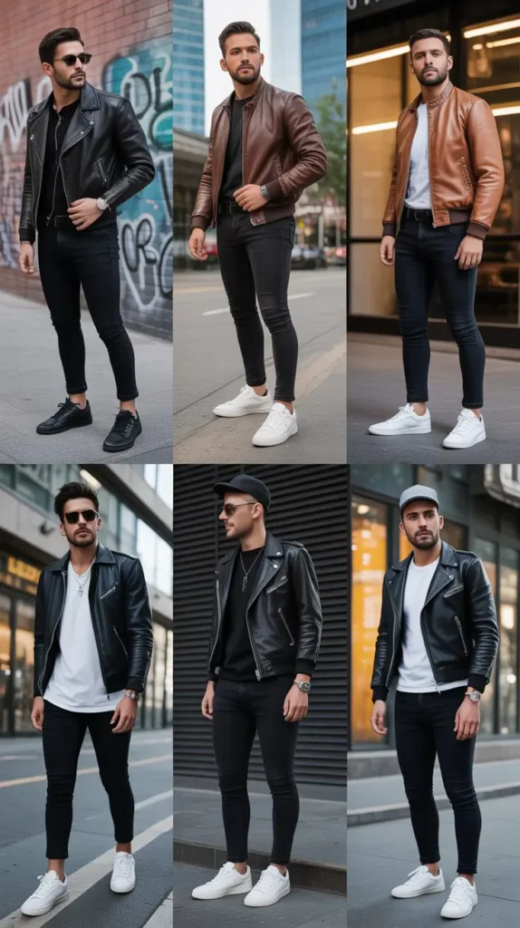 Leather Jacket with Black Jeans