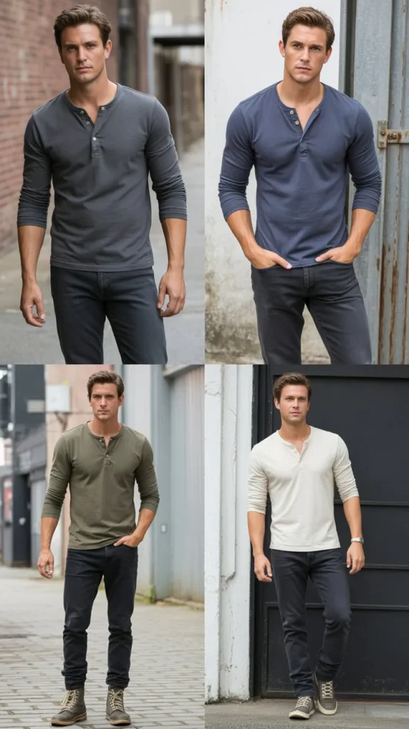 Henley Shirt with Dark Denim