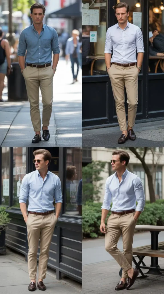 Chambray Shirt with Khaki Pants