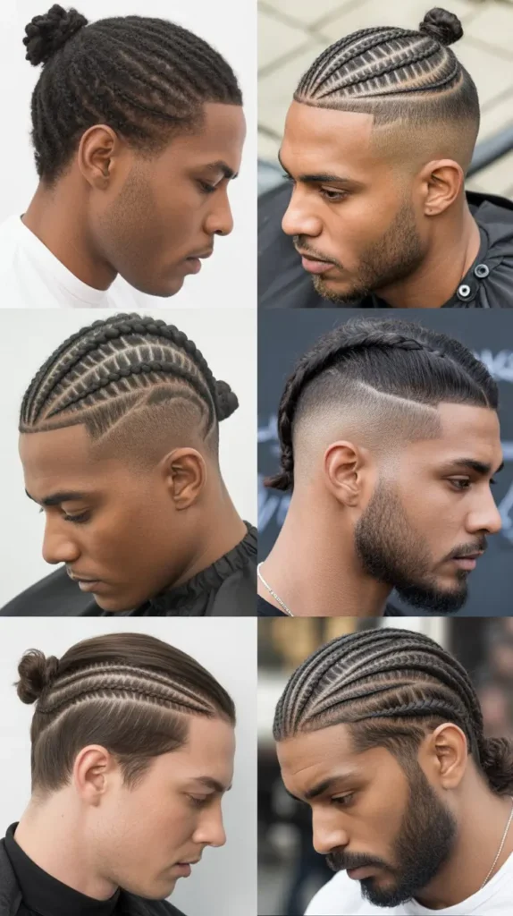Cornrow Fade Bun Style